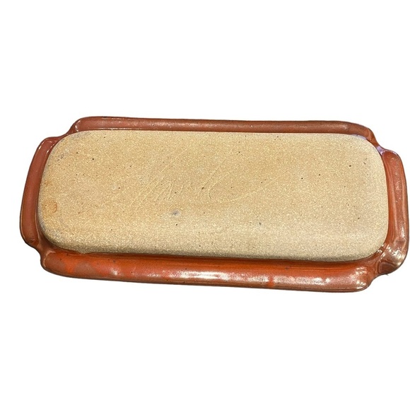 Art Pottery Serving Tray With Dimensional Crab Signed Coastal - Picture 2 of 5